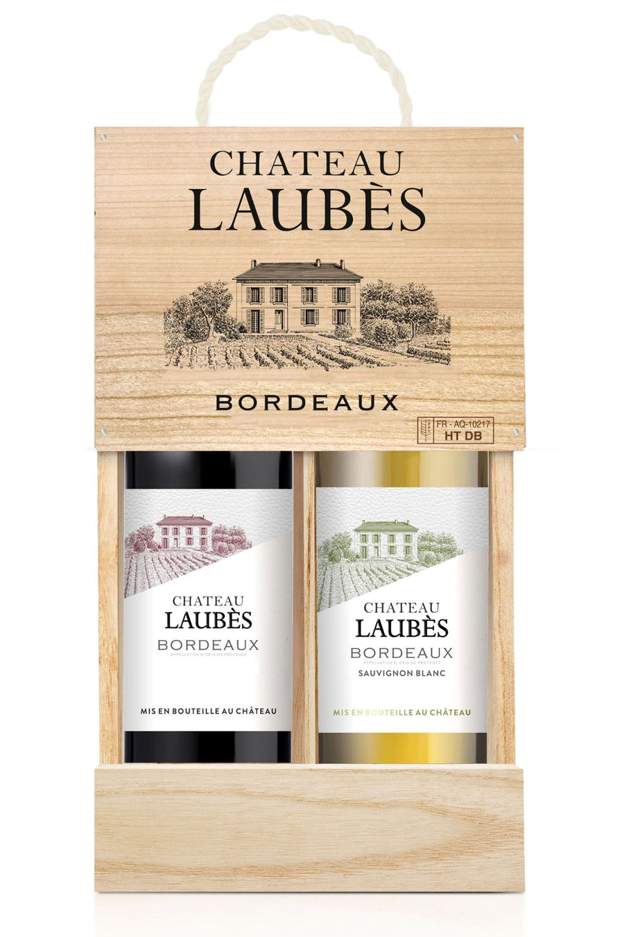 Chateau Laubes Bordeaux Luxury 2 Bottle Wooden.