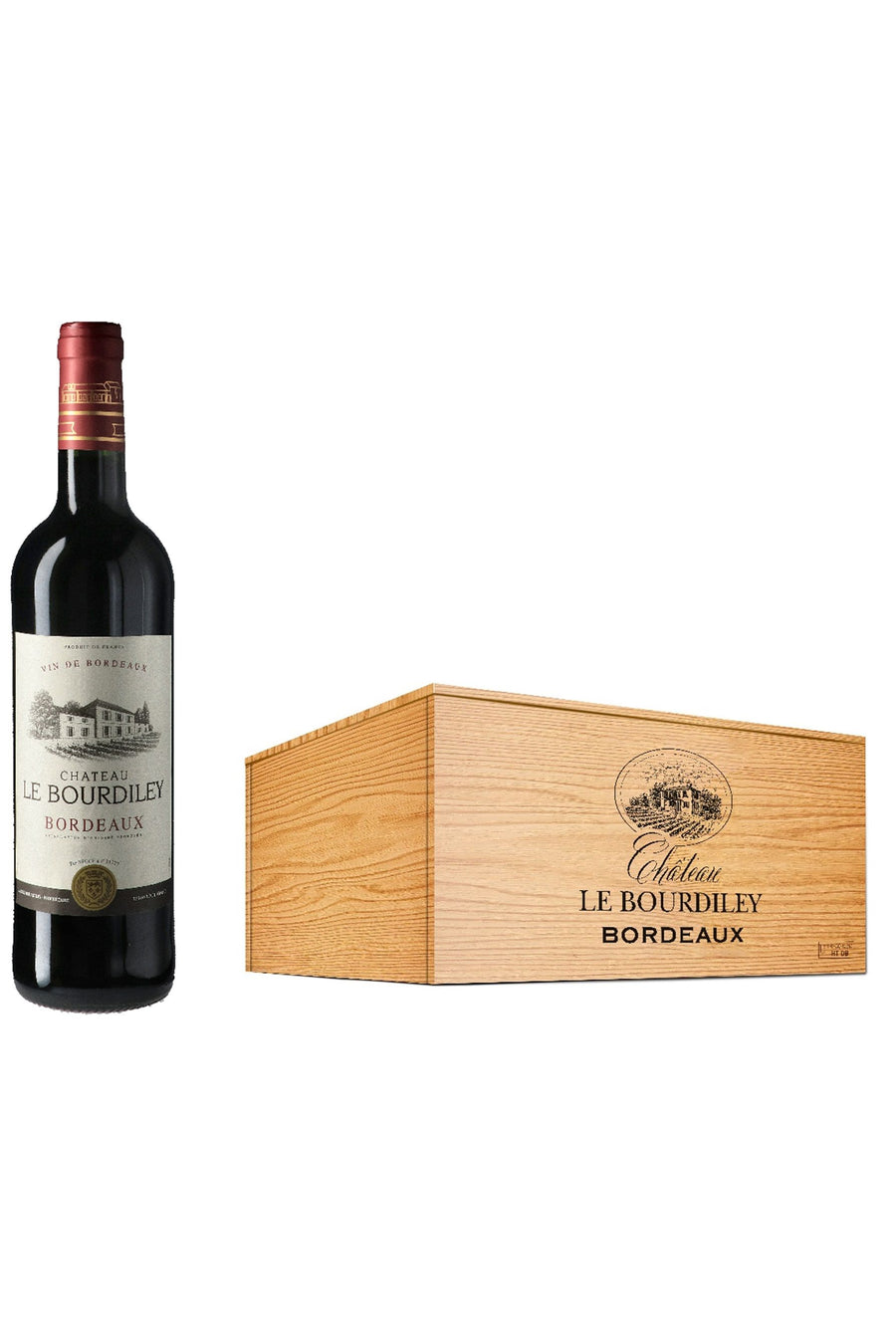 CHATEAU LE BOURDILEY, BORDEAUX AOP 6BTL Luxury WOODEN BOX