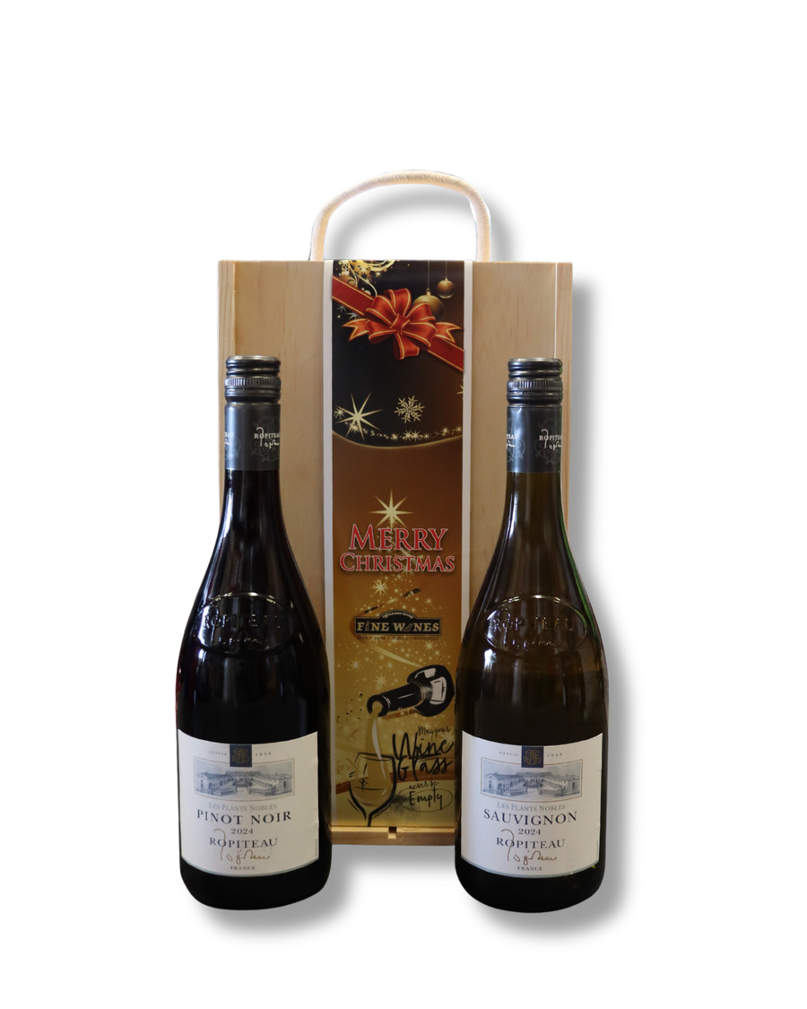 French Wine wooden 2 bottle Gift